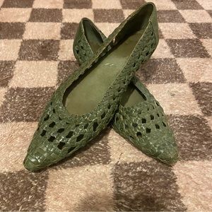 Green Leather Flats - size 6